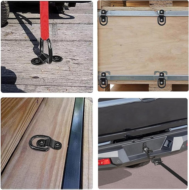 VEEBELL 24 Pack D Rings Tie Down Anchors Hooks Heavy Duty 1/4" Trailer Anchor Lashing Rings 2400 lbs for Trailer Truck Bed Cargo Bracket Enclosed Points Pickup Camper Tie Down Straps - Image 5
